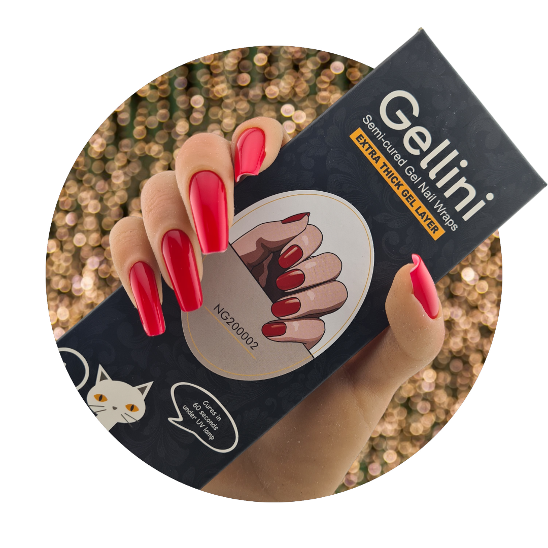 Fiery Red UV Semi-Cured Gel Nail Wraps