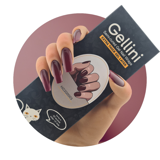 Burgundy Bliss UV Semi-Cured Gel Nail Wraps