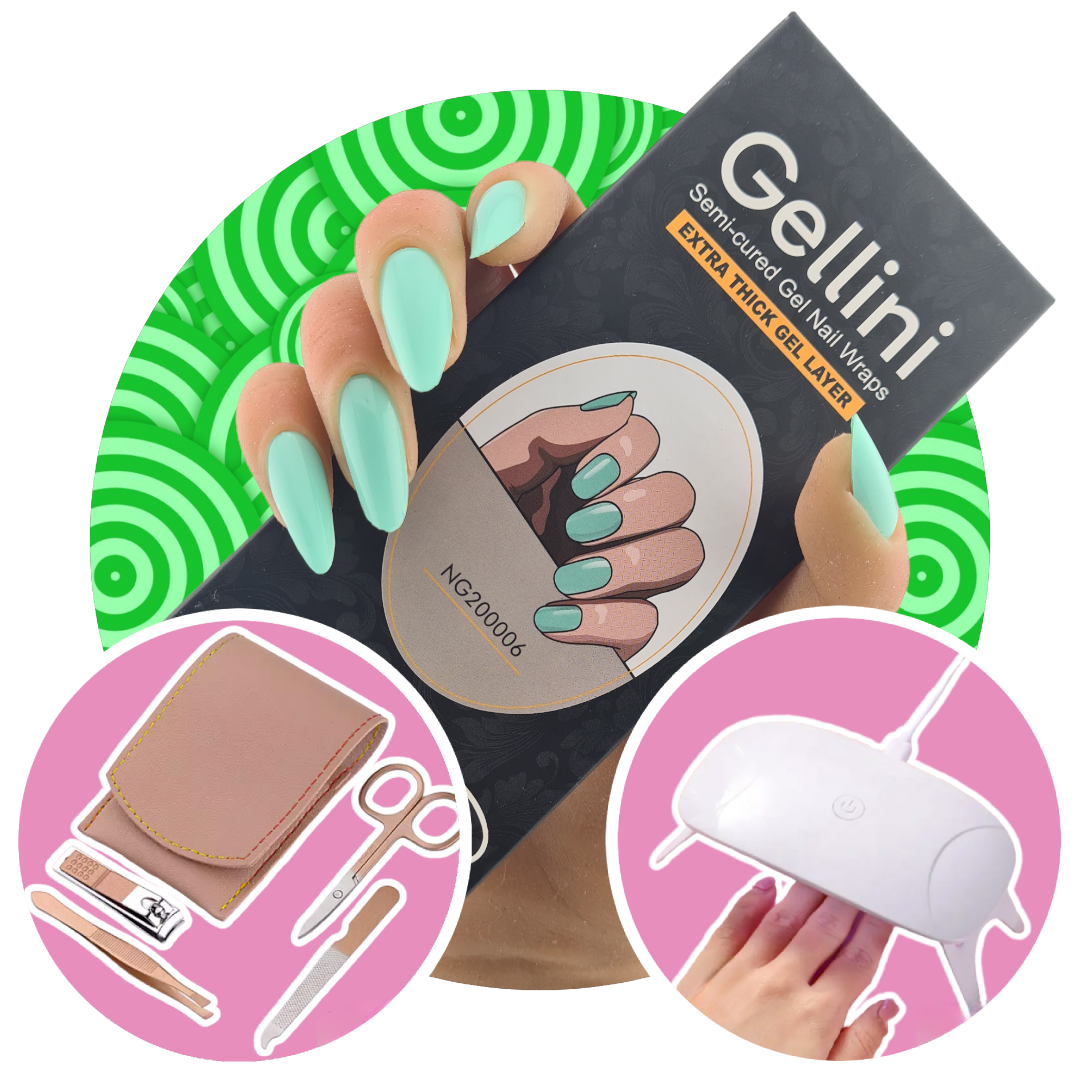 Mint Mirage UV Gel Nail Wraps Starter Kit