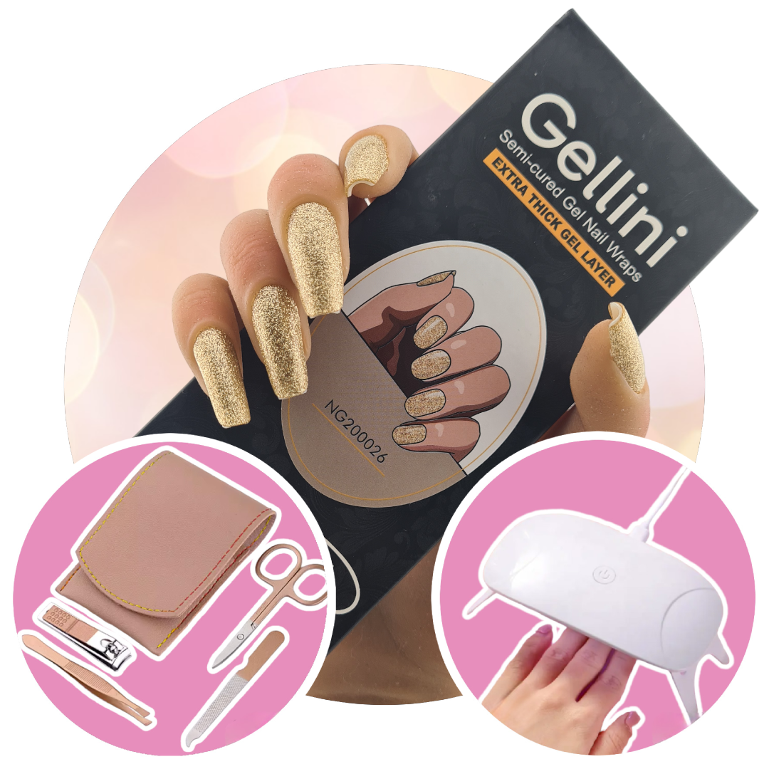 Gala Gold UV Gel Nail Wraps Starter Kit