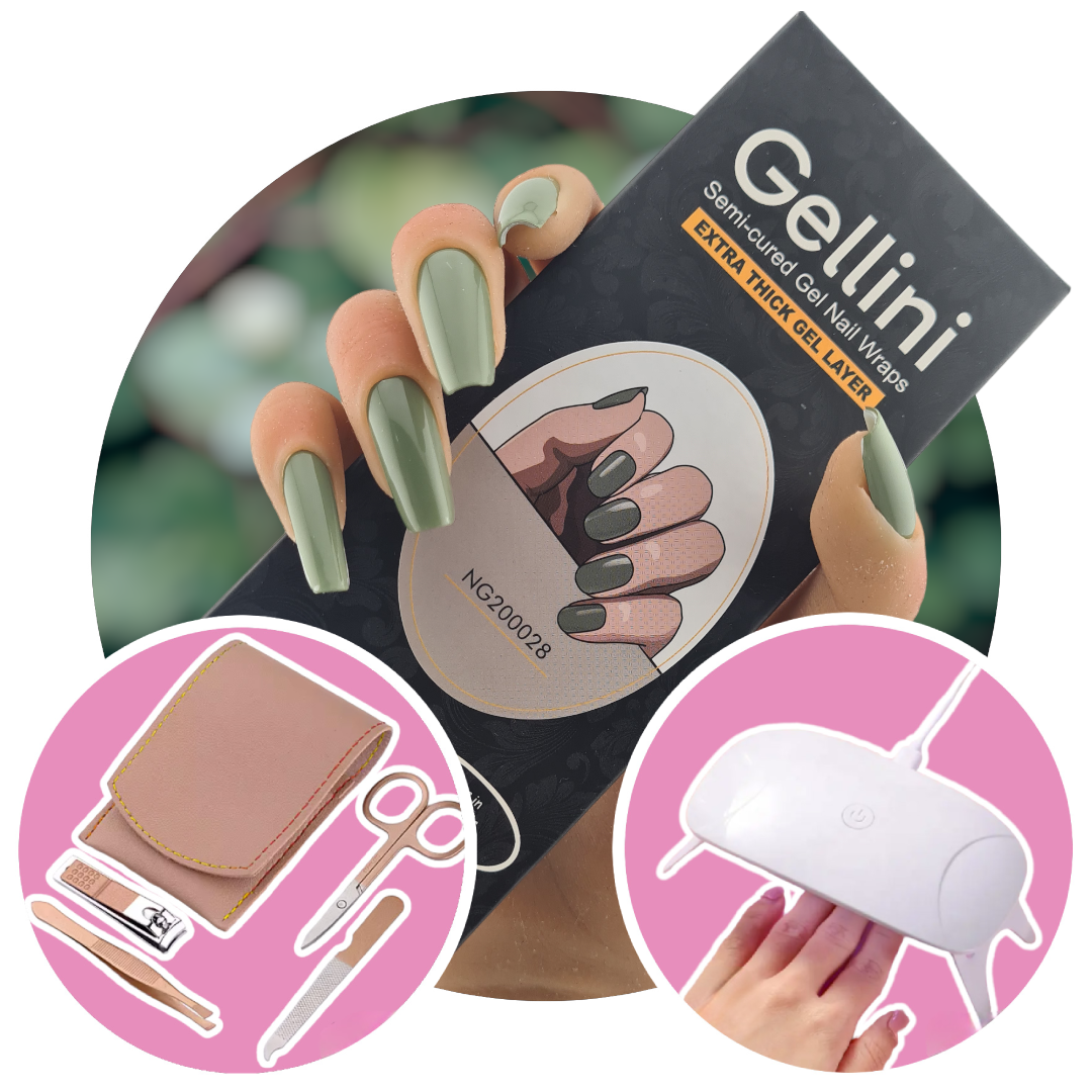 Forest Green UV Gel Nail Wraps Starter Kit