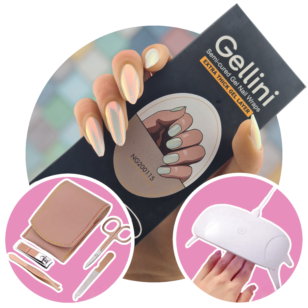 Pearlescent White UV Gel Nail Wraps Starter Kit