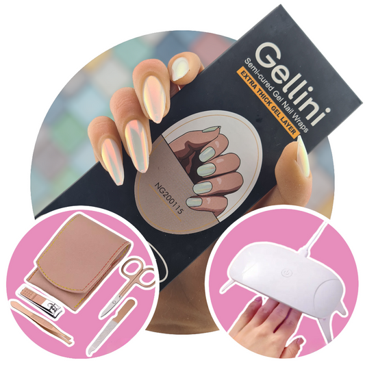 Pearlescent White UV Gel Nail Wraps Starter Kit