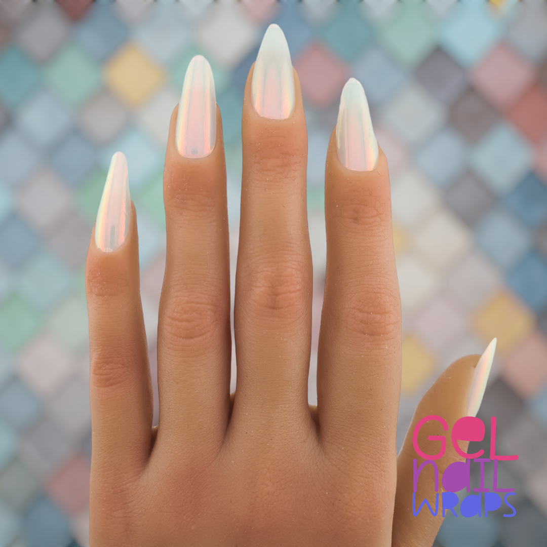 Pearlescent White UV Semi-Cured Gel Nail Wraps