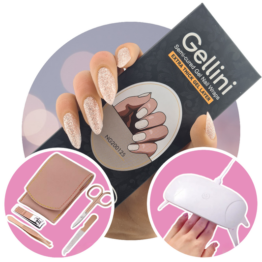 Coral Sparkle UV Gel Nail Wraps Starter Kit