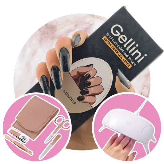Midnight Sheen UV Gel Nail Wraps Starter Kit