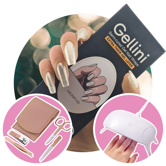 Golden Glamour UV Gel Nail Wraps Starter Kit