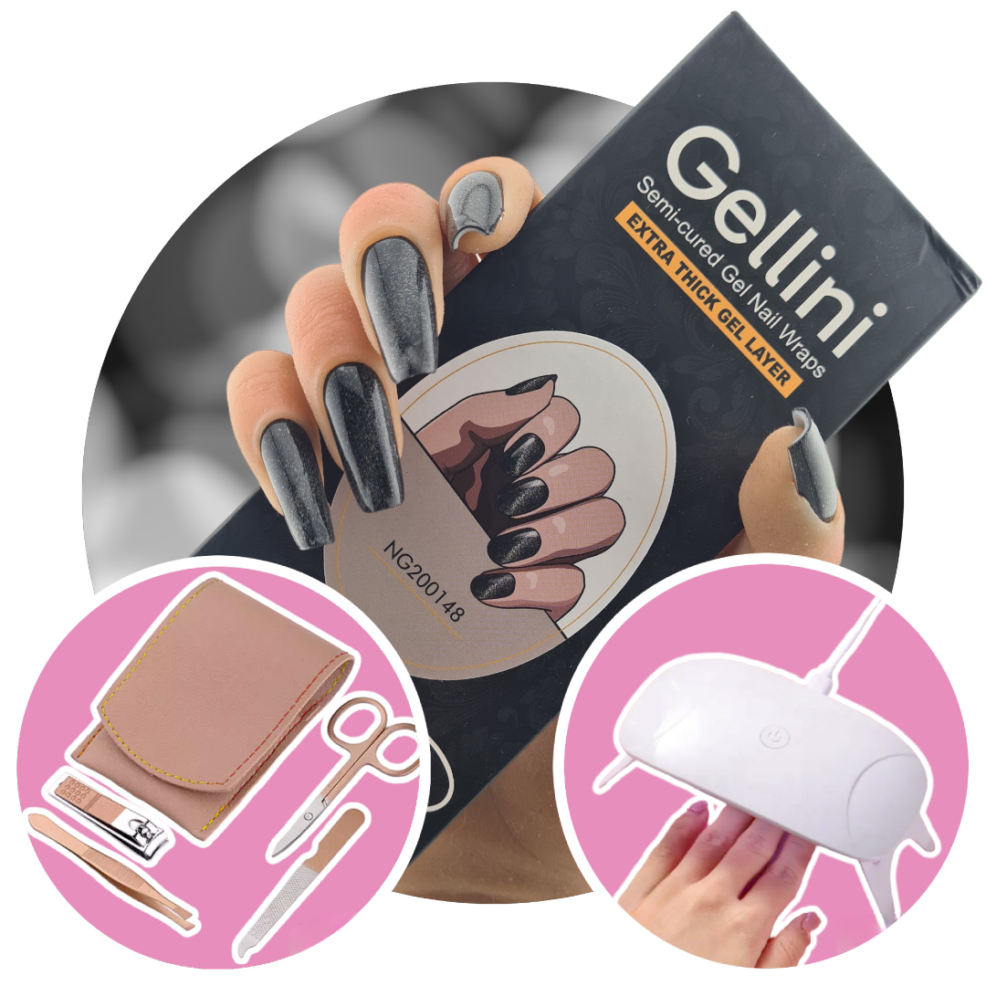 Dark Shimmer UV Gel Nail Wraps Starter Kit