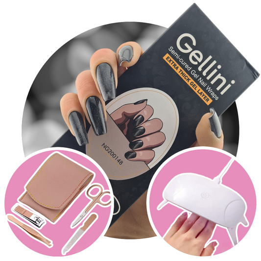 Dark Shimmer UV Gel Nail Wraps Starter Kit