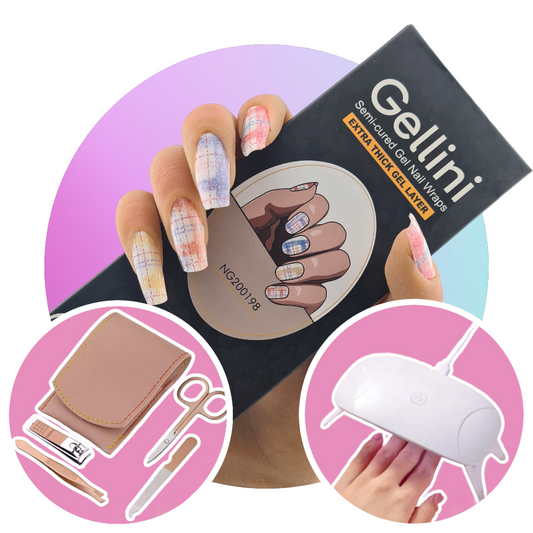 Pastel Plaid UV Gel Nail Wraps Starter Kit
