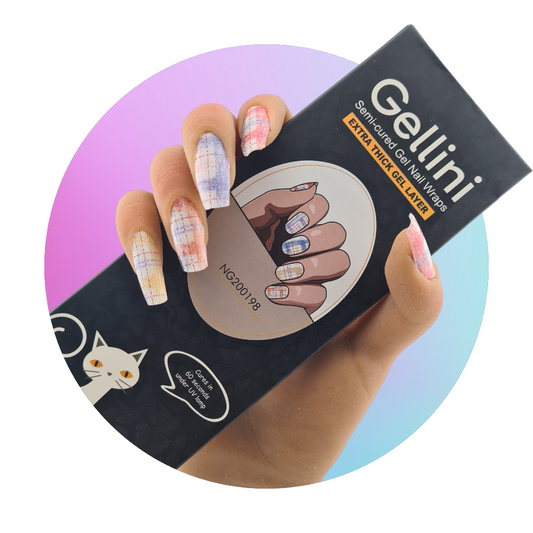 Pastel Plaid UV Semi-Cured Gel Nail Wraps